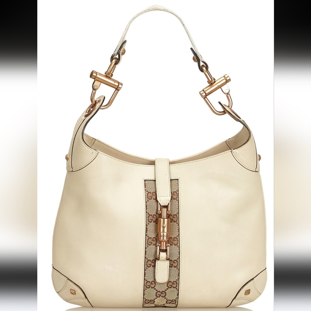 Gucci Nailhead Jackie Leather Shoulder Bag Rose Gold Hardware